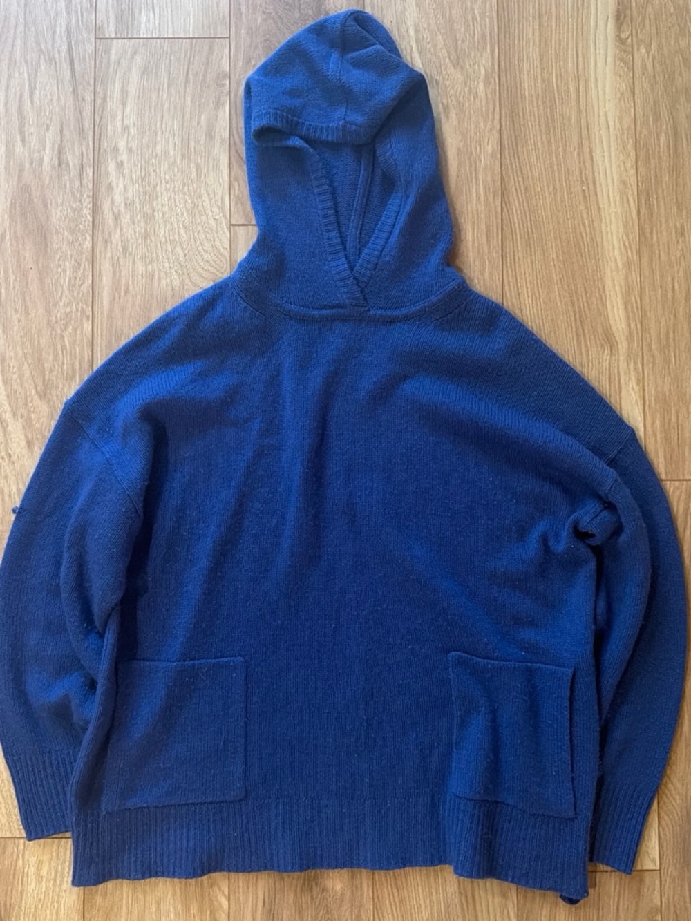 360 Cashmere Woman’s Royal Blue Hooded Cashmere Sweater